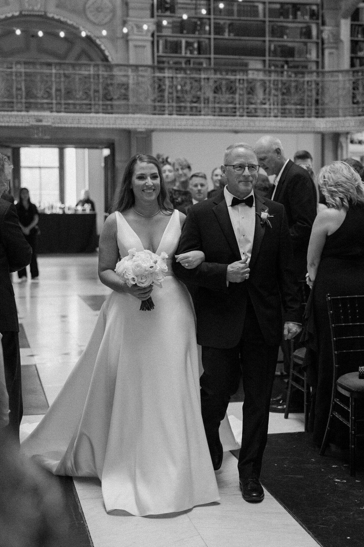 Event-Planning-DC-Wedding-George-Peabody-Library-Processional-Bride-Dad-Anna-Lowe-Photography-