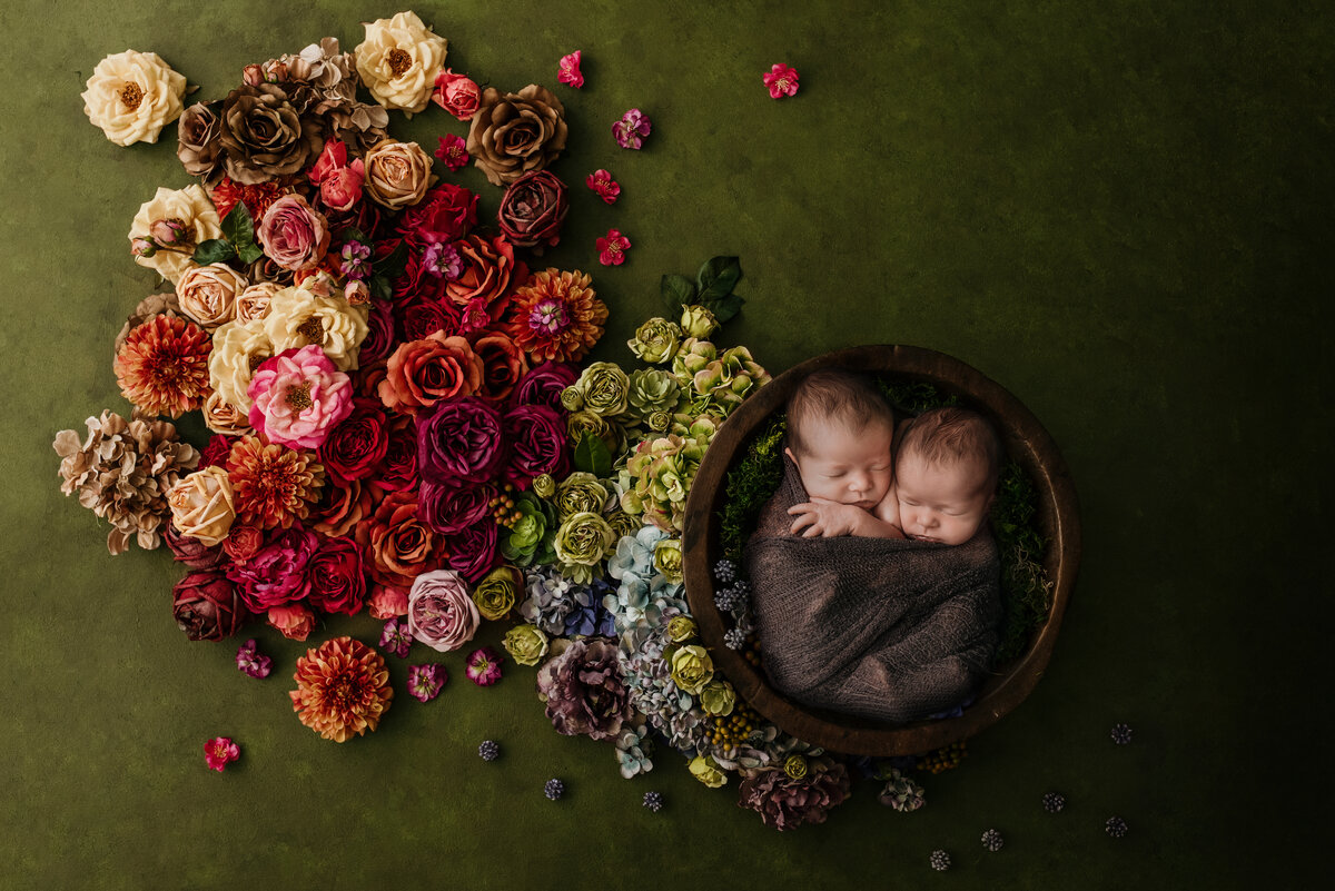 Newborn Twin Floral Session