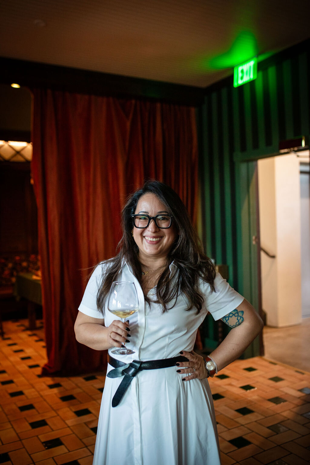 Michiko Sommelier and wine expert at poeta after dark event in austin