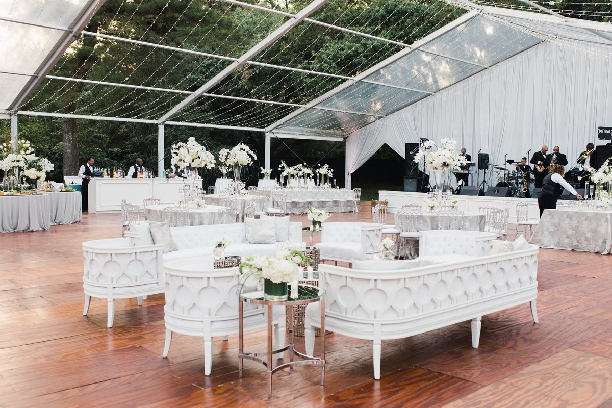 Wedding lounge for tented reception