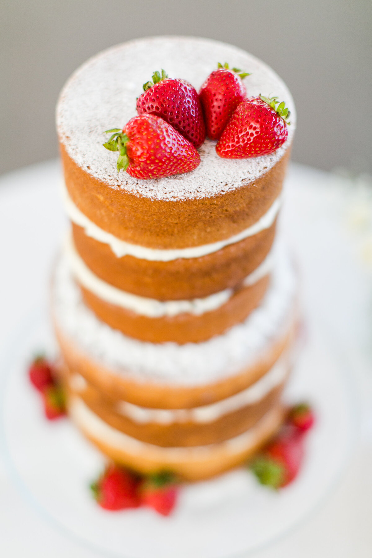 NJ Country Club Wedding Naked Cake with Strawberries