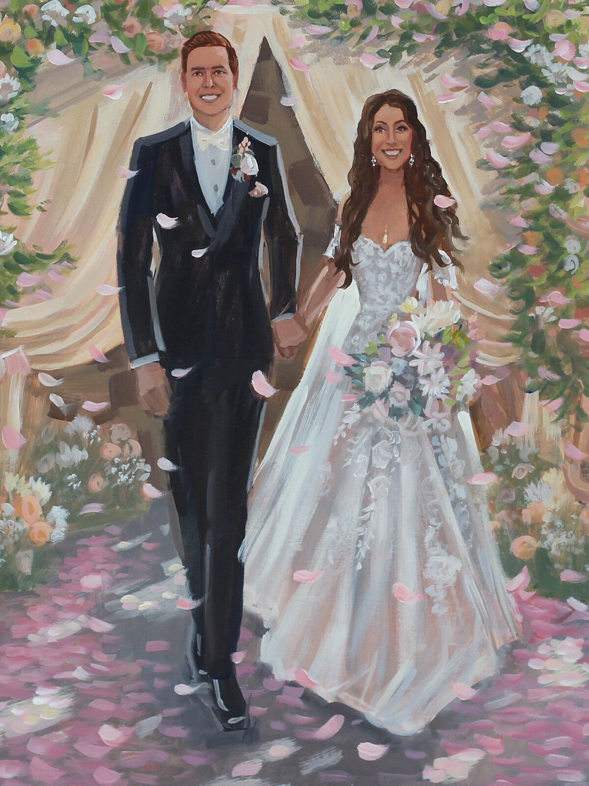 Live Wedding Paintings by Ben Keys | Alyssa and Dylan, Terrain Gardens at Devon, Pennsylvania, DETAIL
