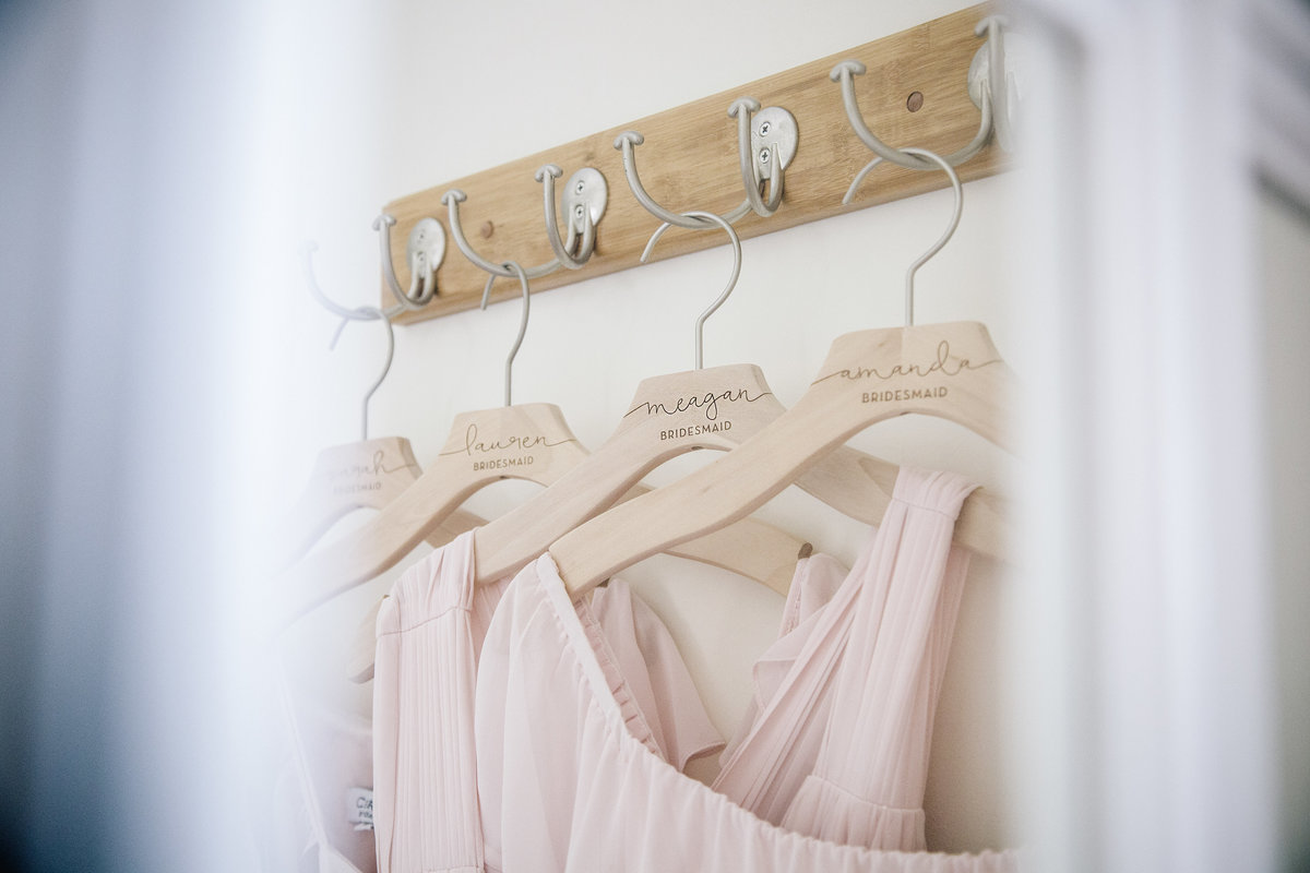 bridesmaids dress handing on custom hangers