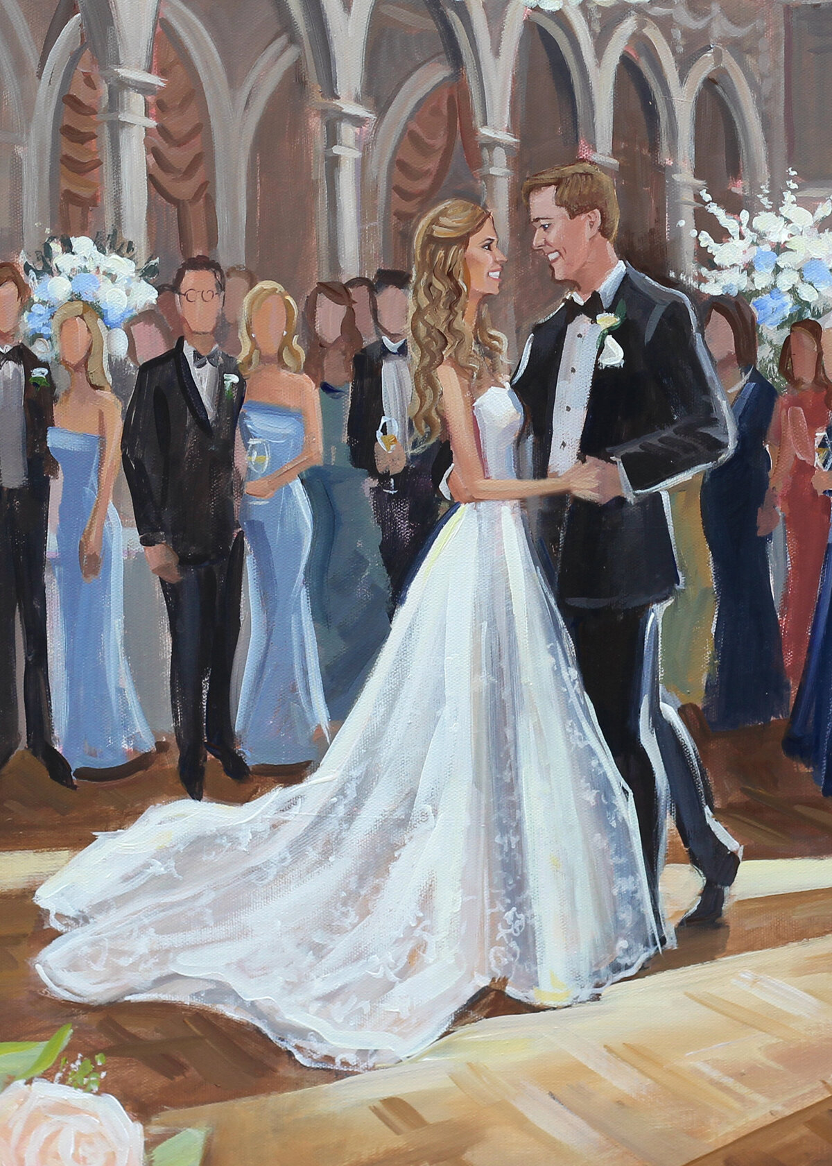Live Wedding Paintings by Ben Keys | Rhett and Robie, Atlanta Driving Club, Atlanta, GA, detail
