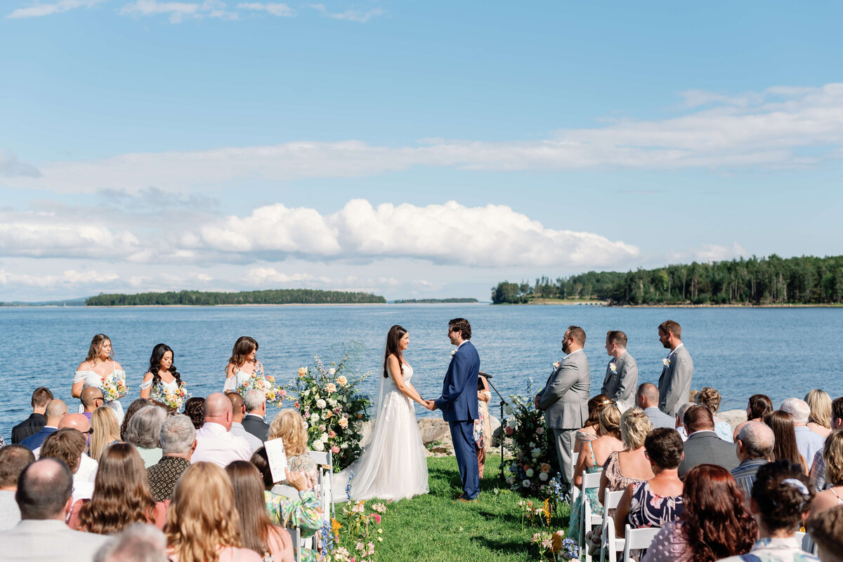 Wedding ceremony overlooking ocean at Oak Island Resort Wedding, Nova Scotia