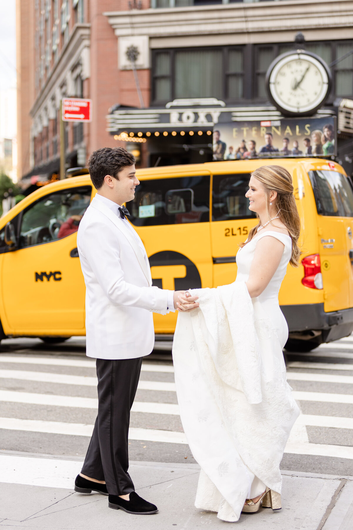 NYC Wedding Street Portraits with Bride and Groom