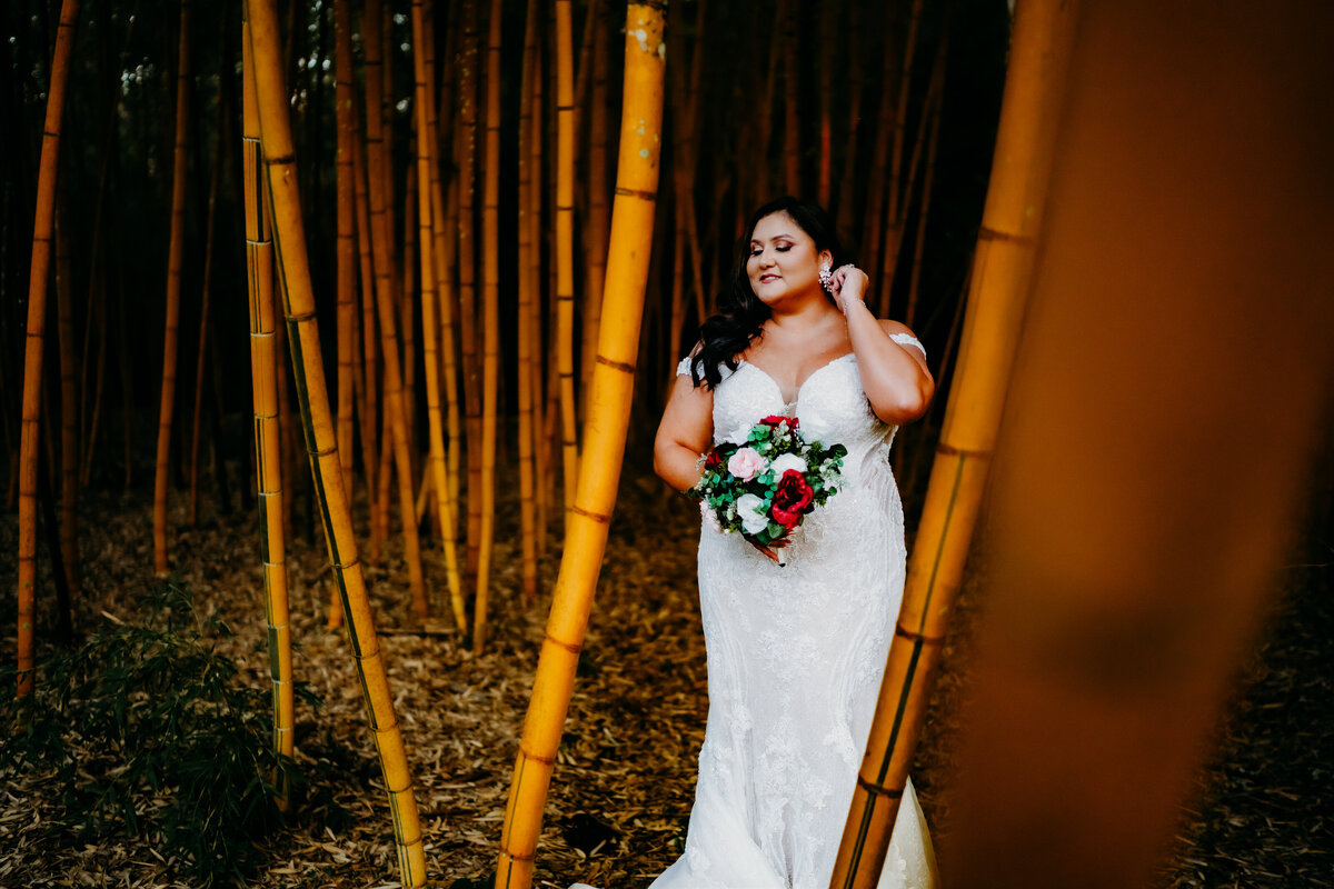 Bridal photos in bamboo at Avery Island