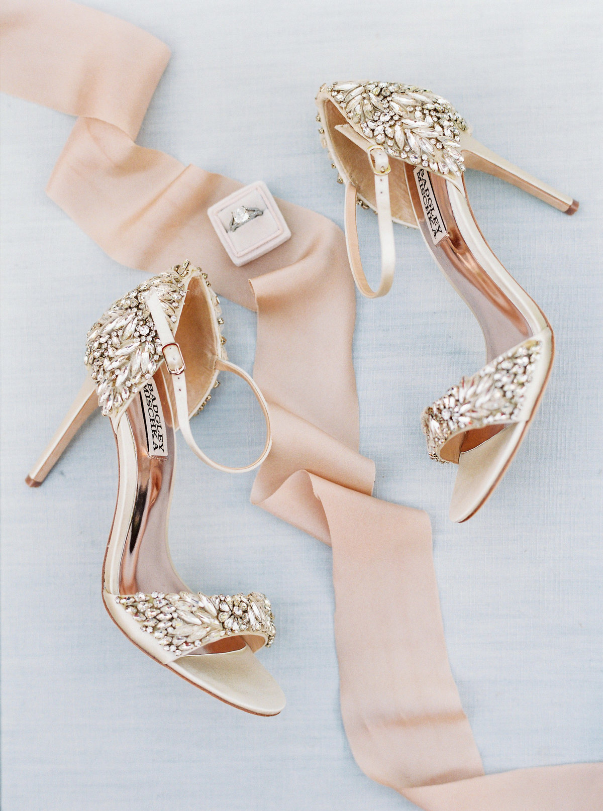 blush wedding shoes with crystals