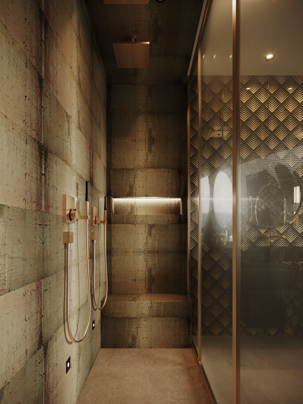 Shower with concrete walls