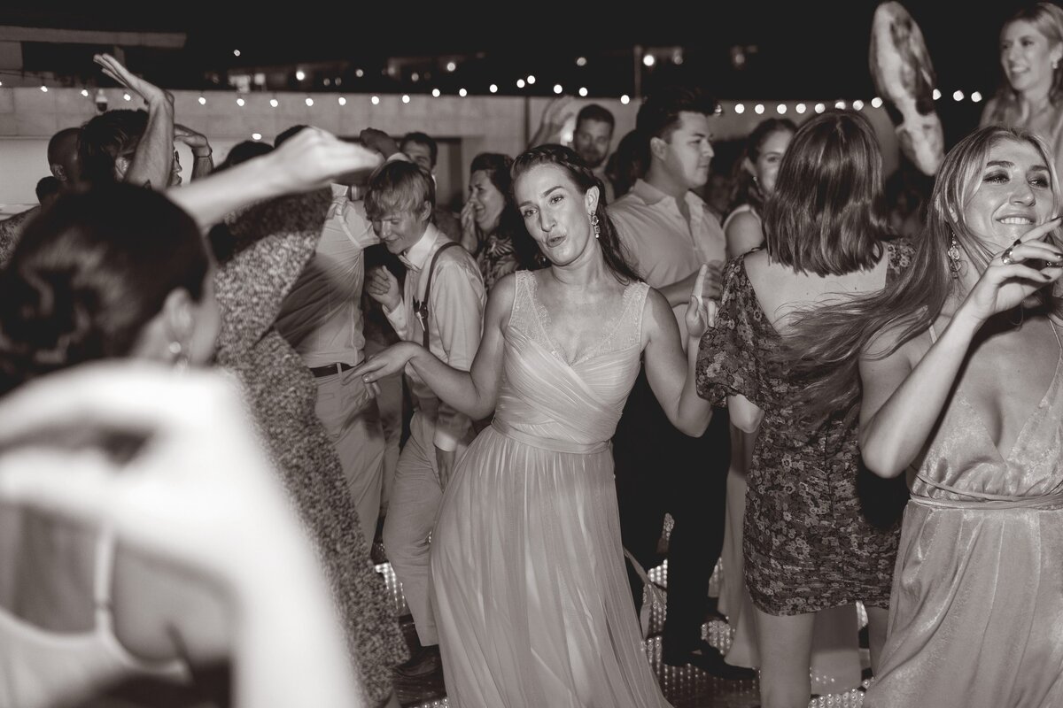 Guets dancing at wedding reception in Riviera Maya