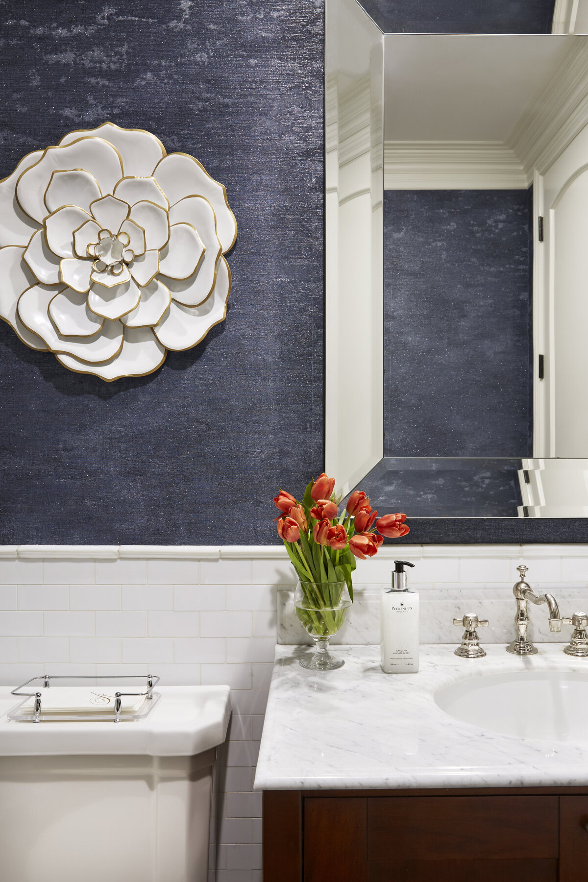 Blue Textured Wall Bathroom Design
