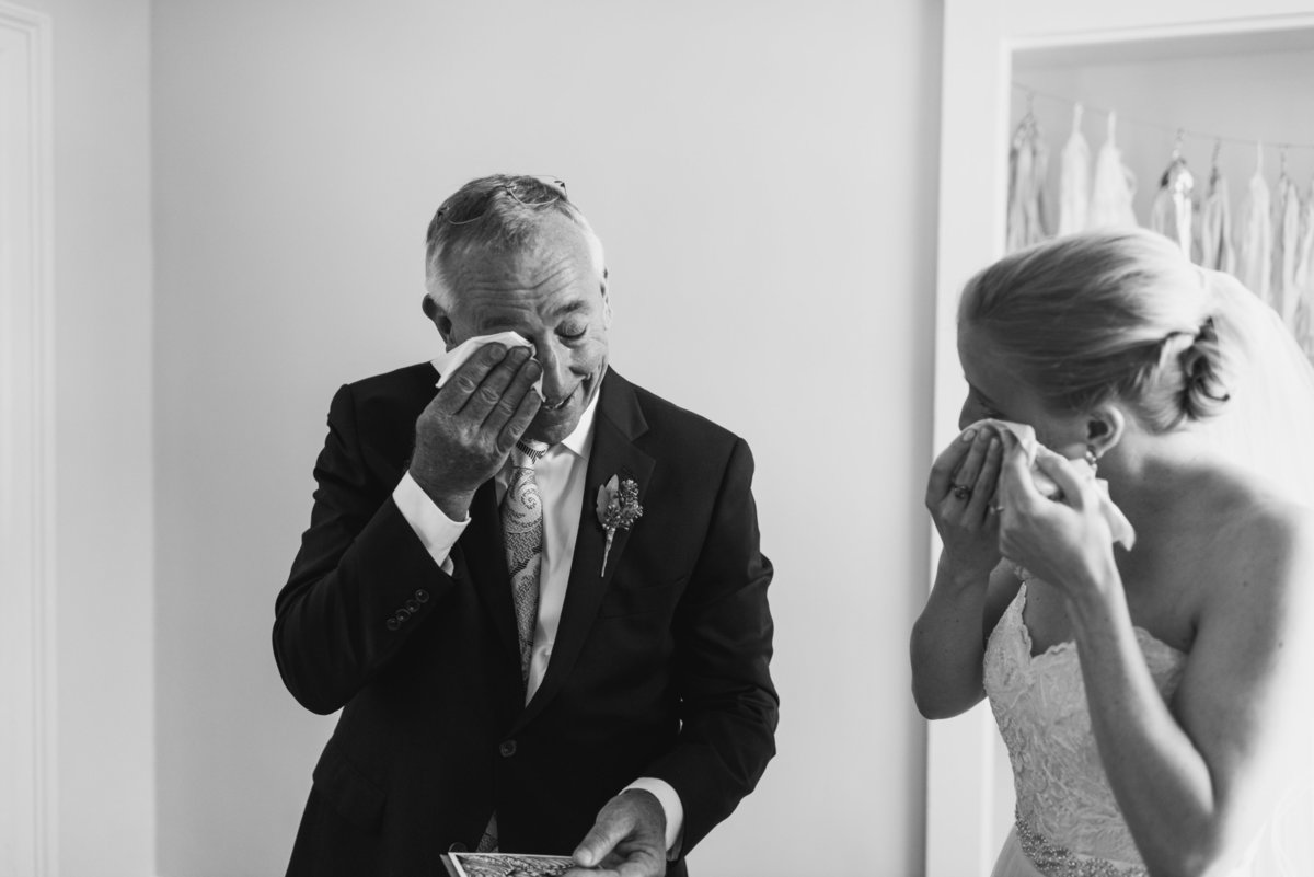 Emotional father daughter wedding photo