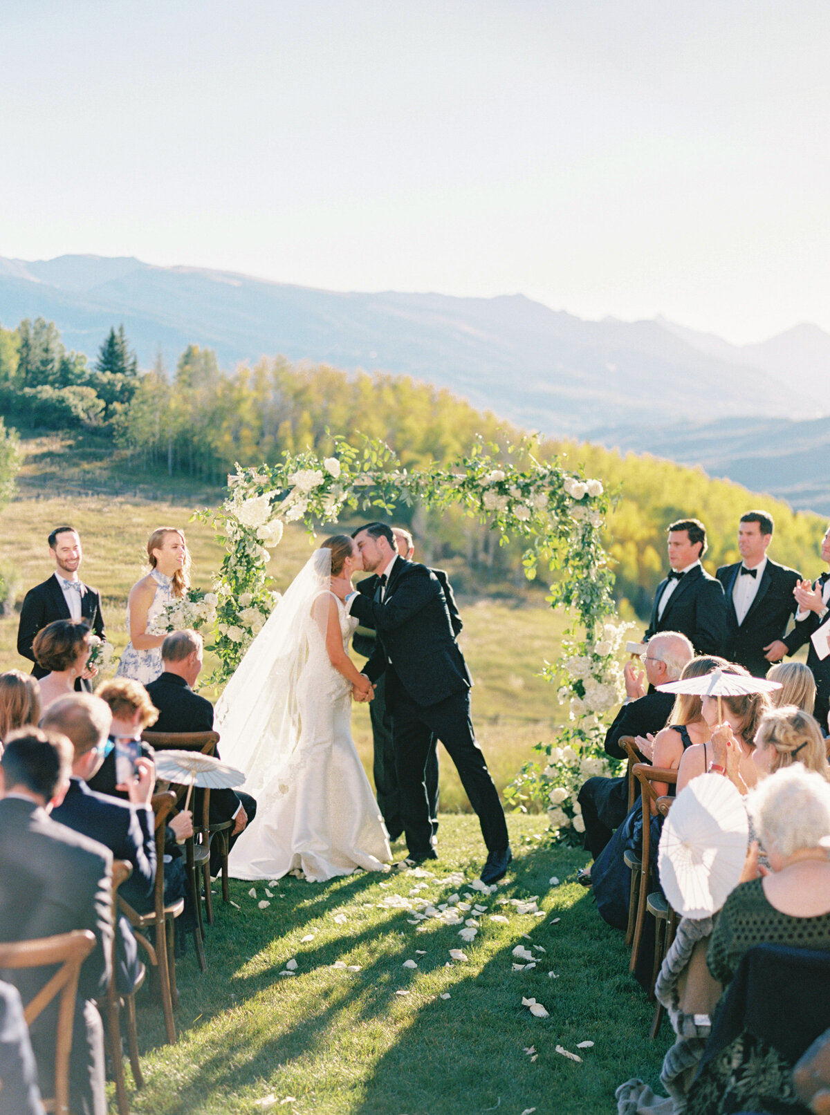 Ceremony kiss in Aspen