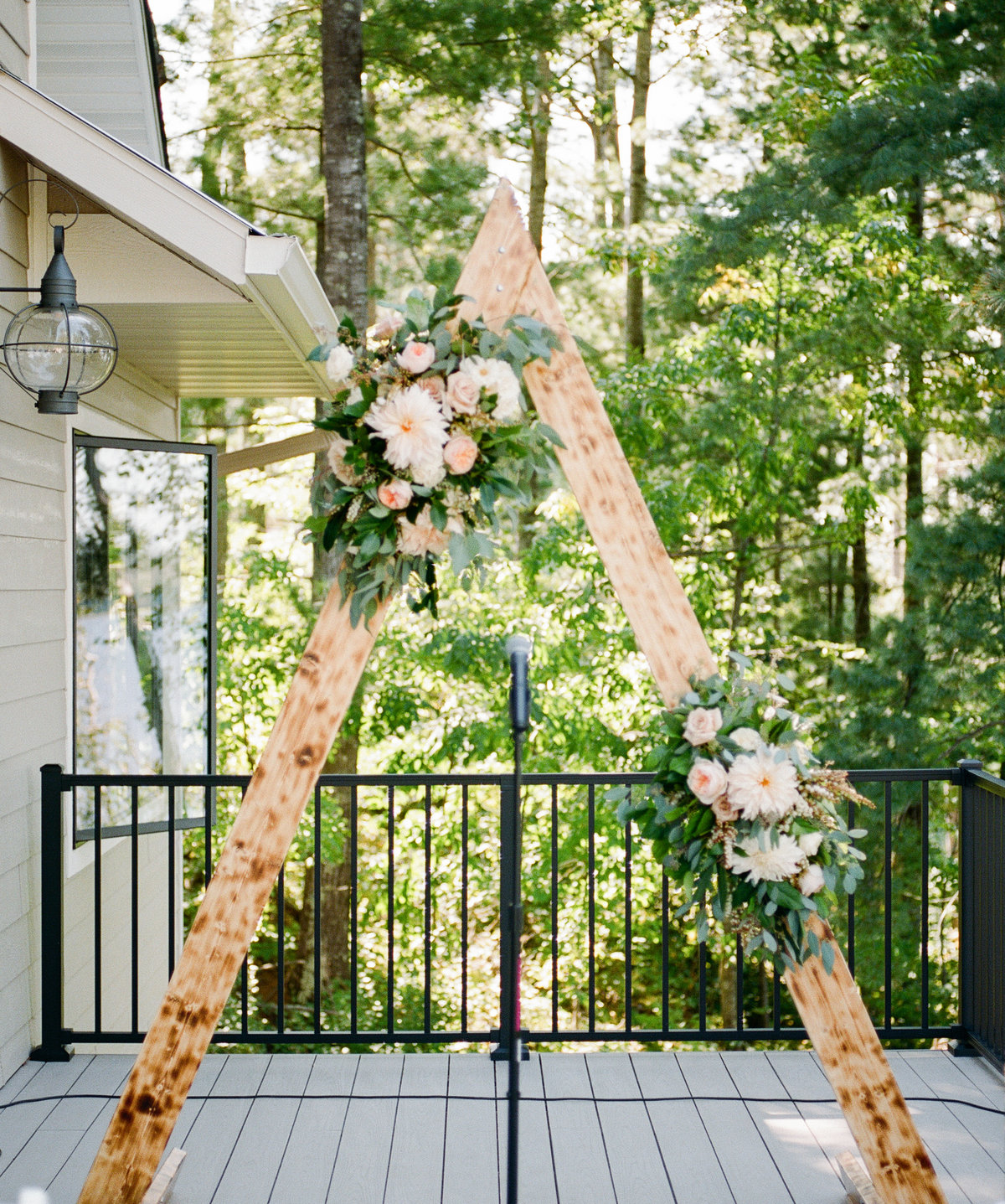 ceremony arch backyard deck wedding