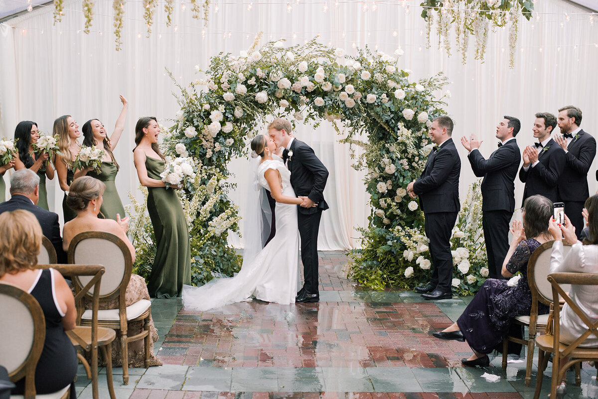 Chicago Illuminating Co. Tent Wedding with Lush Floral Arch_66