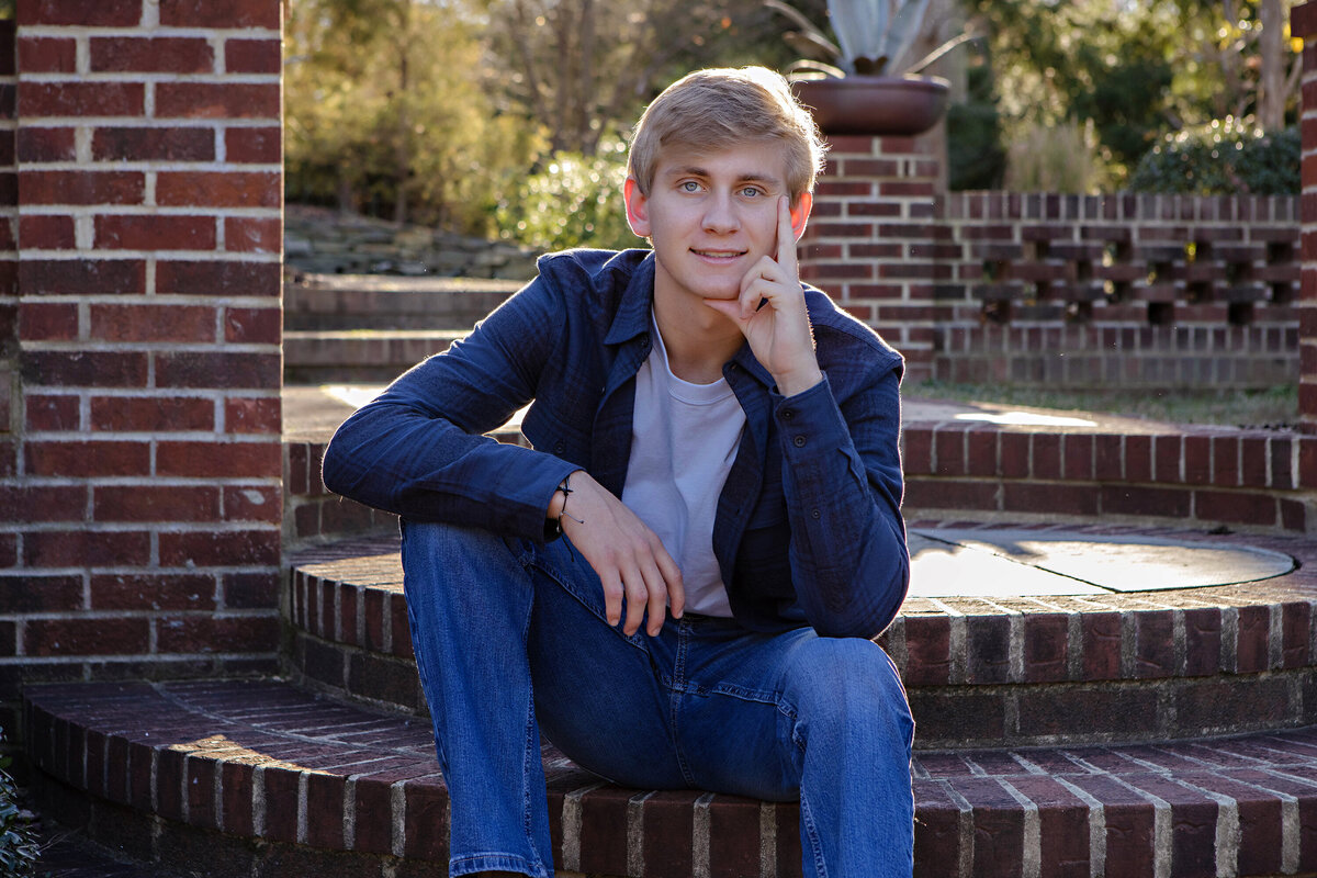 Stylish Teen Portrait Sitting on Garden Steps