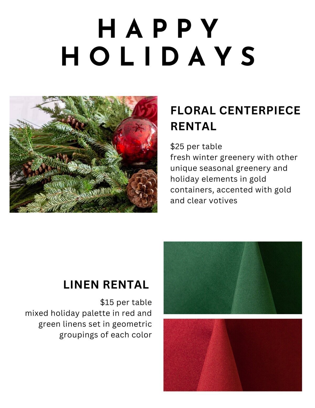 Market Catering Holiday Decor Rental