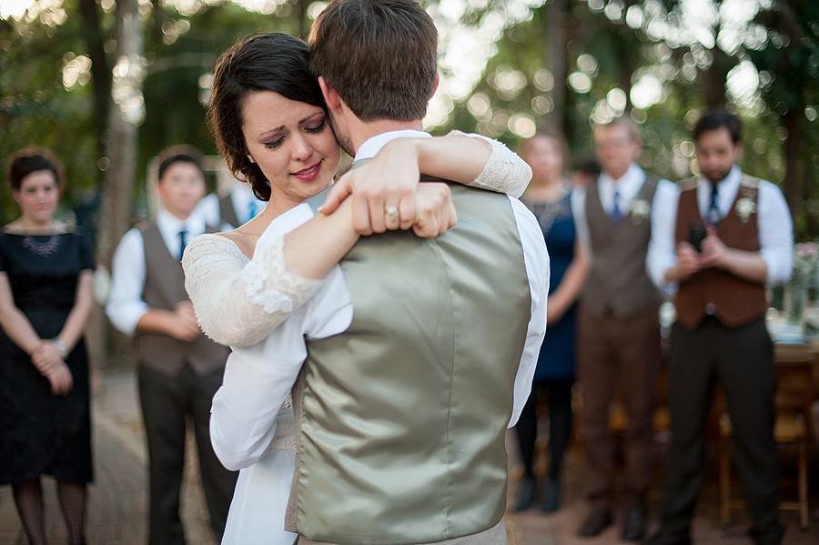 sweet moment of bride and groom in their first dance