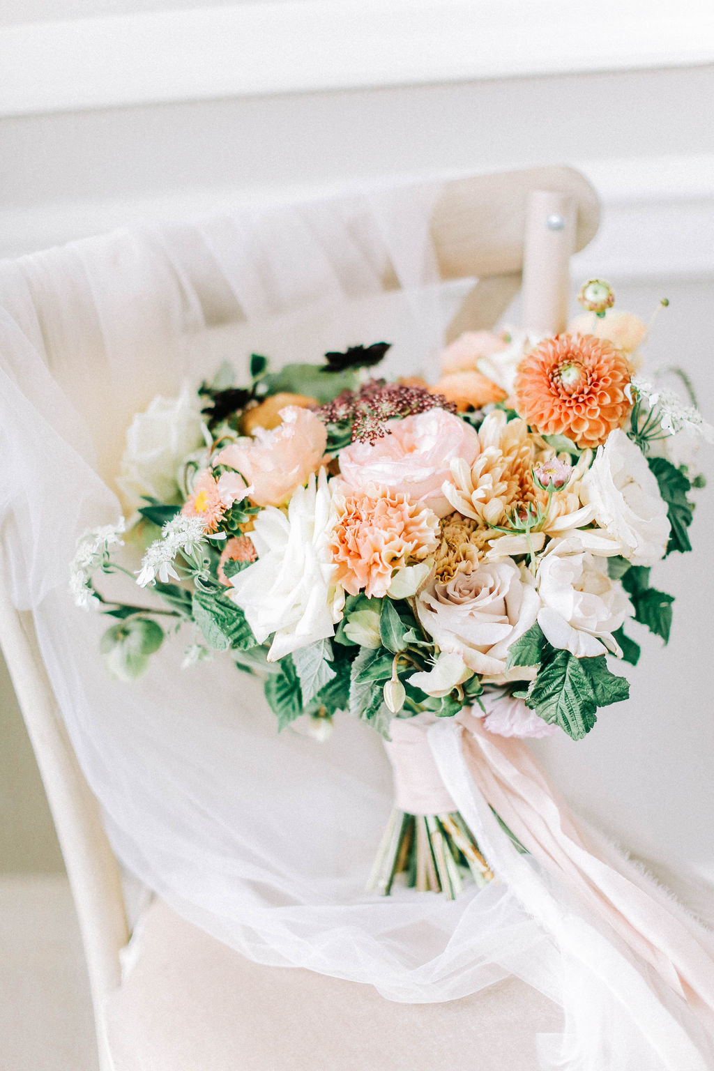 Beautiful Elegant Bridal Bouquet, Blush Pink, Ivory and Peach Wedding Bouquet Ideas