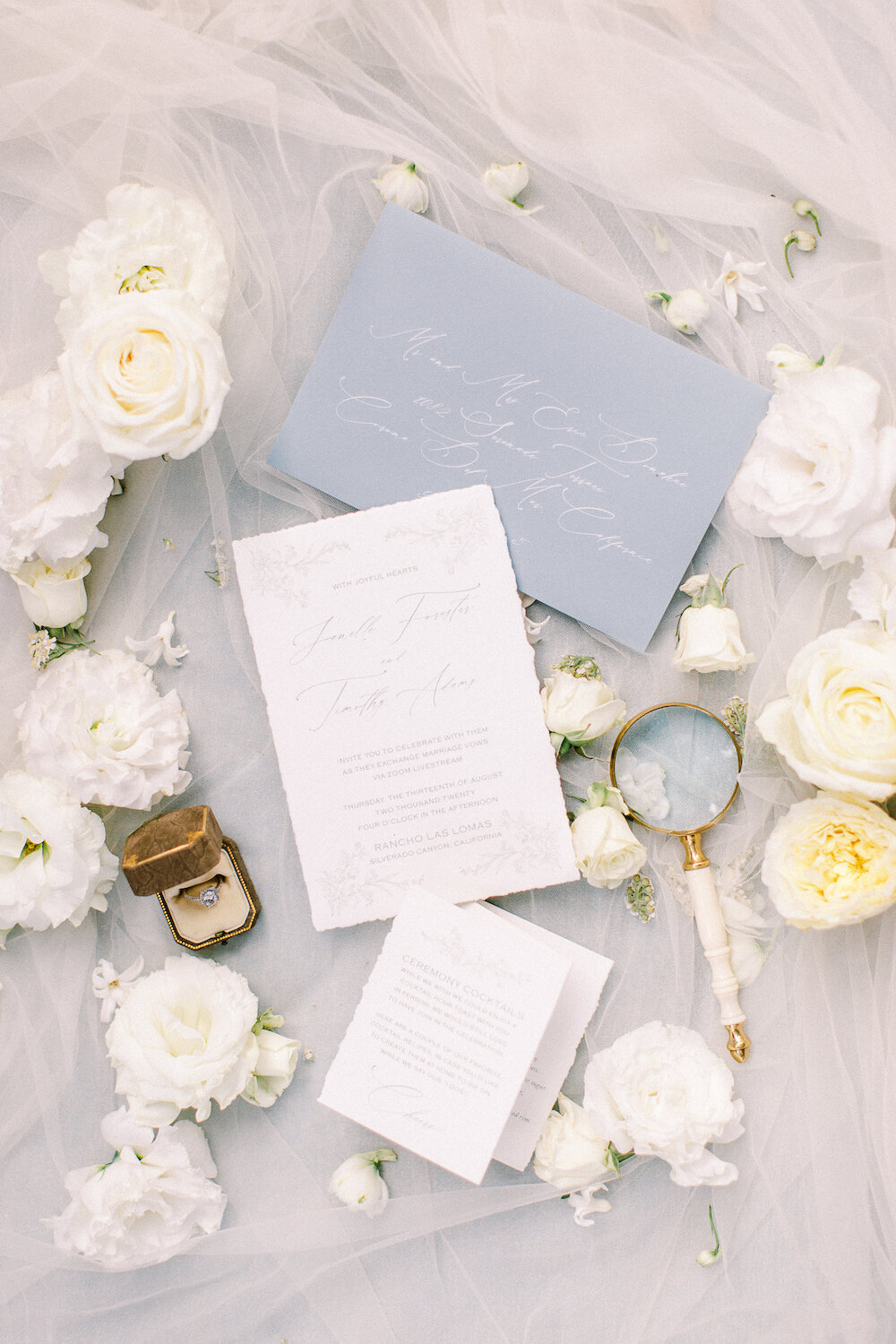 White and Blue Invitations