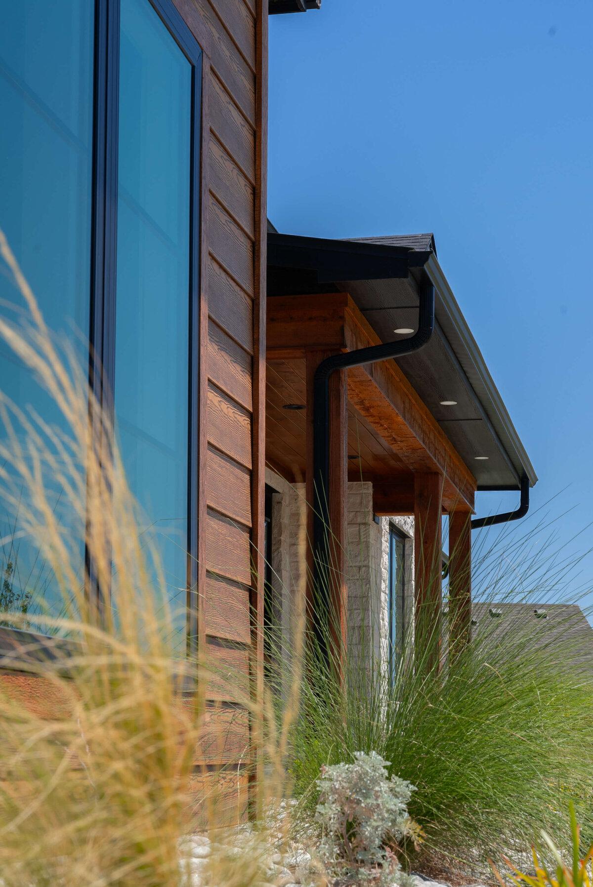 Wood details on custom home exterior near Northlake, Texas
