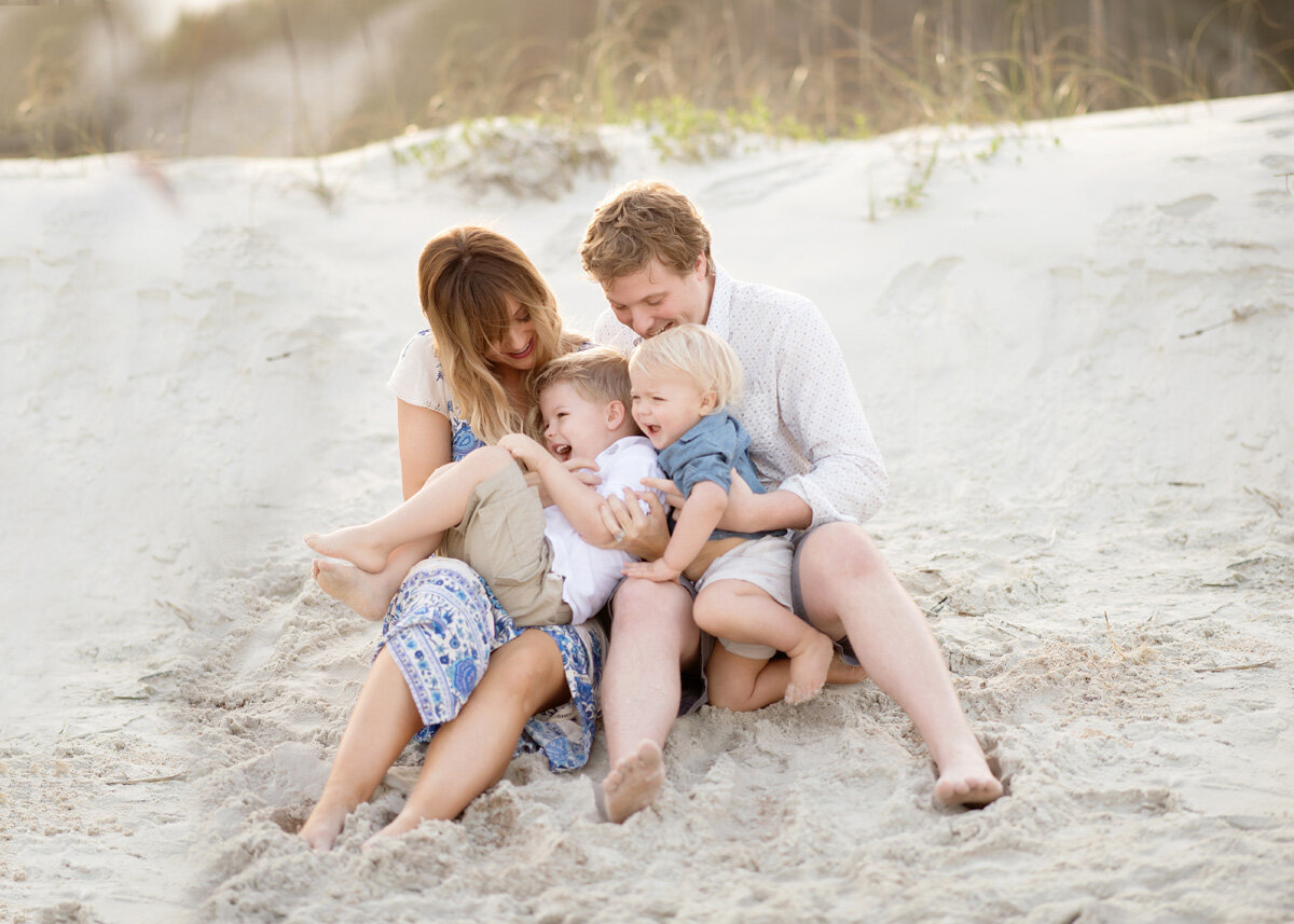 Family session located on the beach