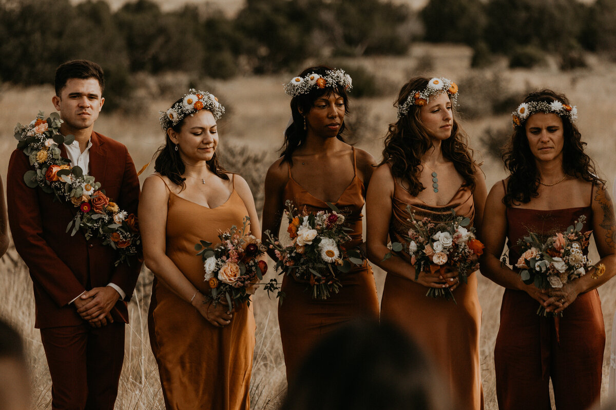 bridal party standing during ceremony