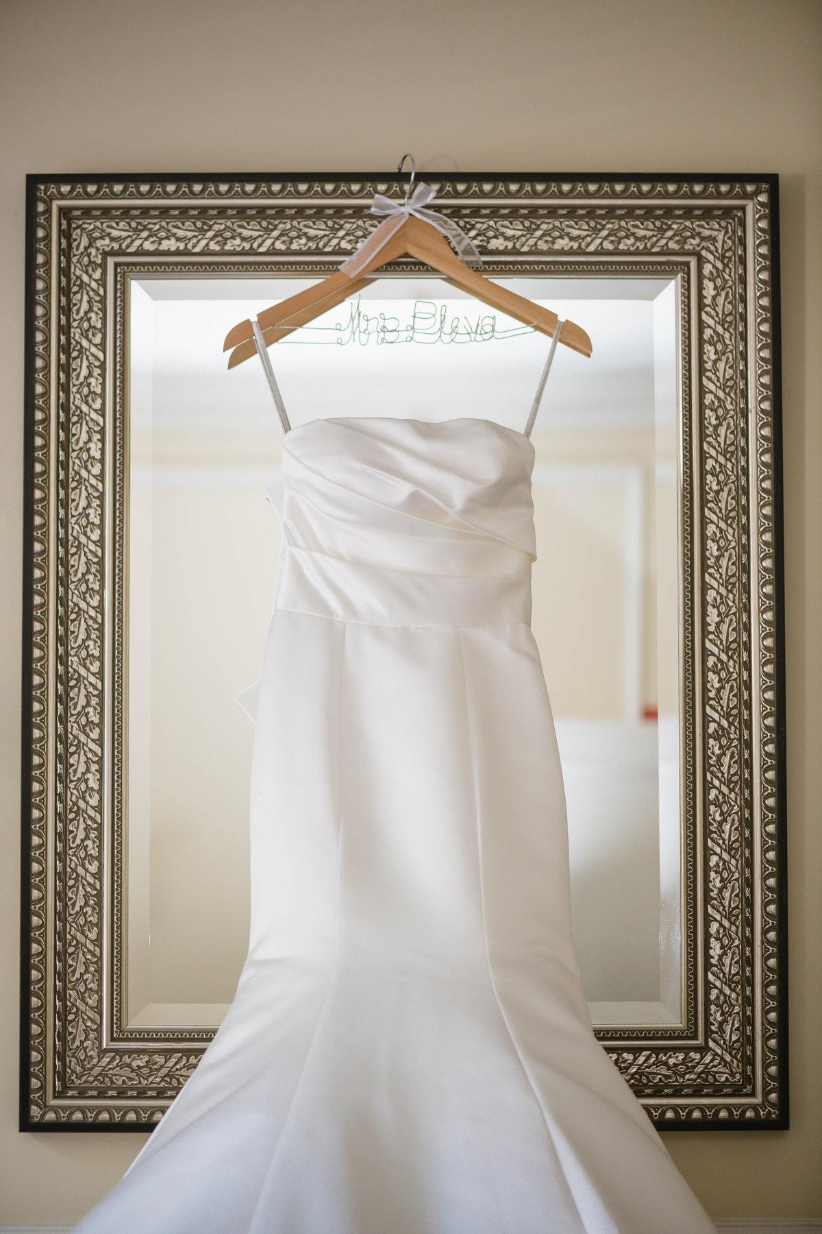 photo of wedding dress from wedding at The Muttontown Club