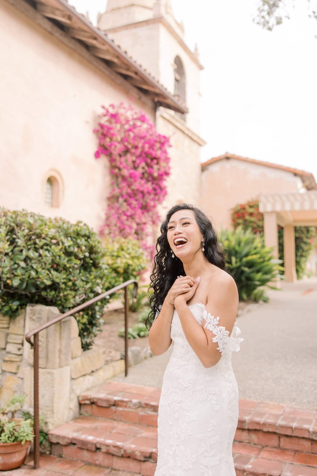 Bride reacting