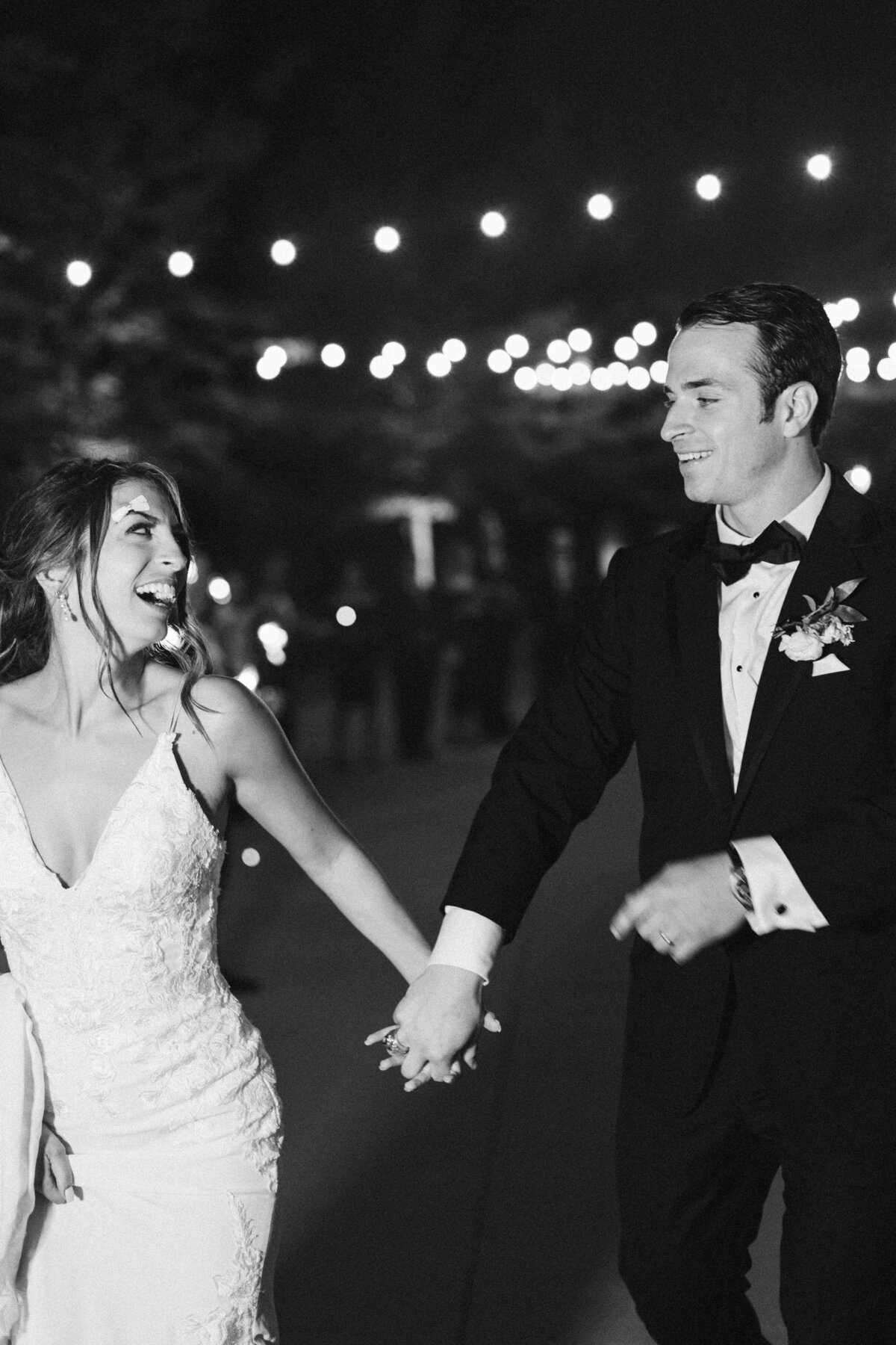 black-and-white-bride-and-groom-with-flash