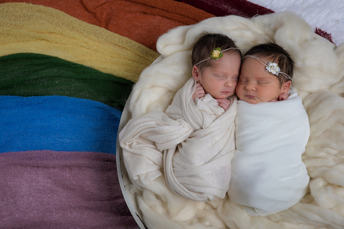 rainbow baby newborn twins