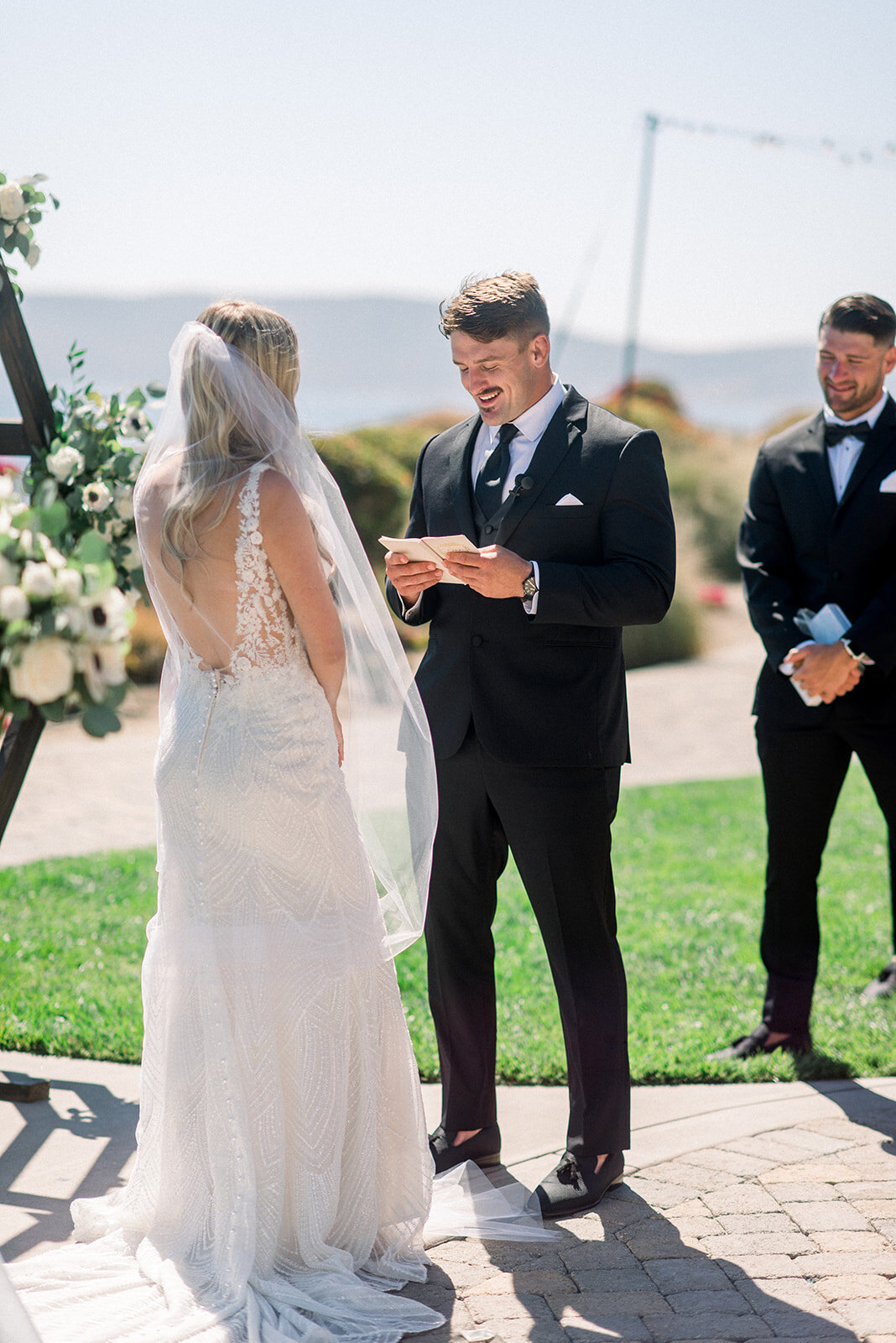 wedding ceremony at Dolphin Bay Resort in Pismo Beach, CA