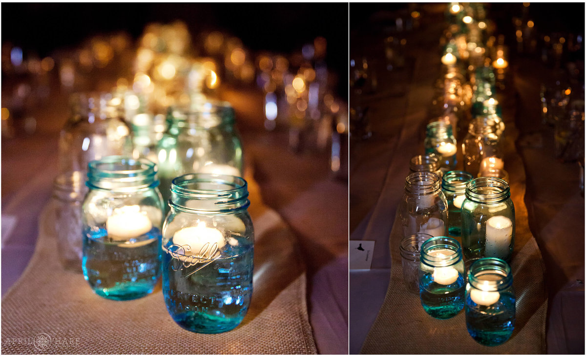 Mason-Jars-with-Candles-at-a-Vail-Colorado-Wedding-Reception