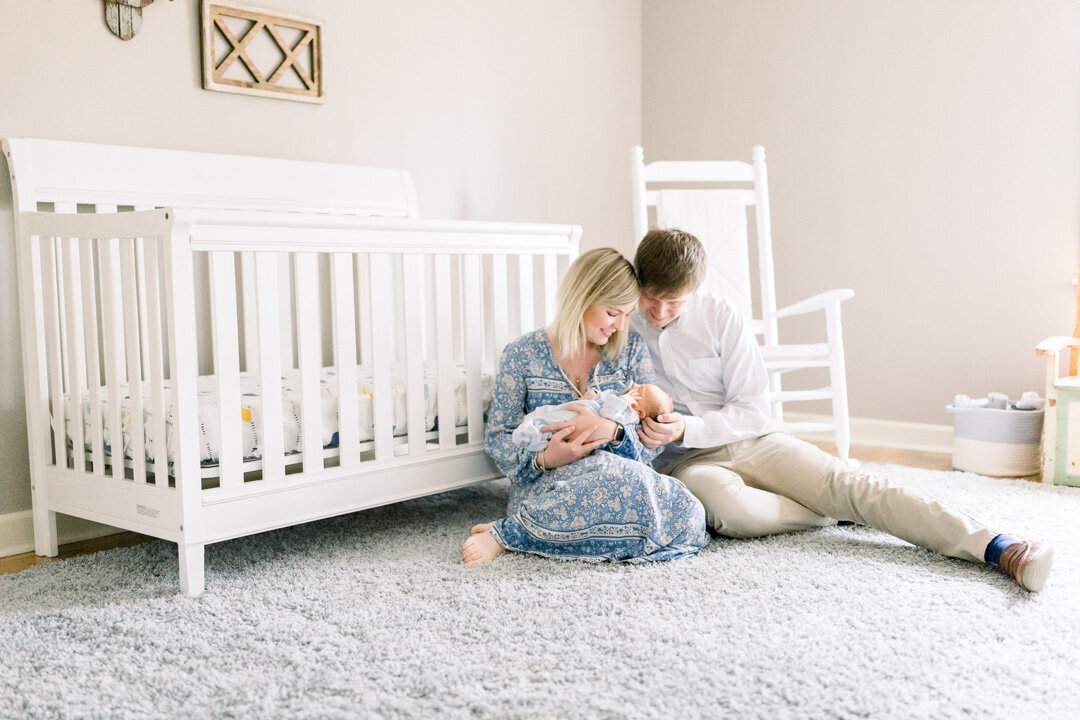 Mom and dad in nursery