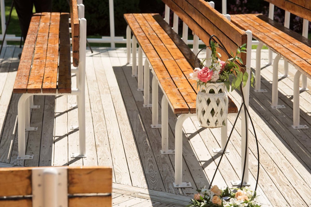 Outdoor reception seating at Flowerfield