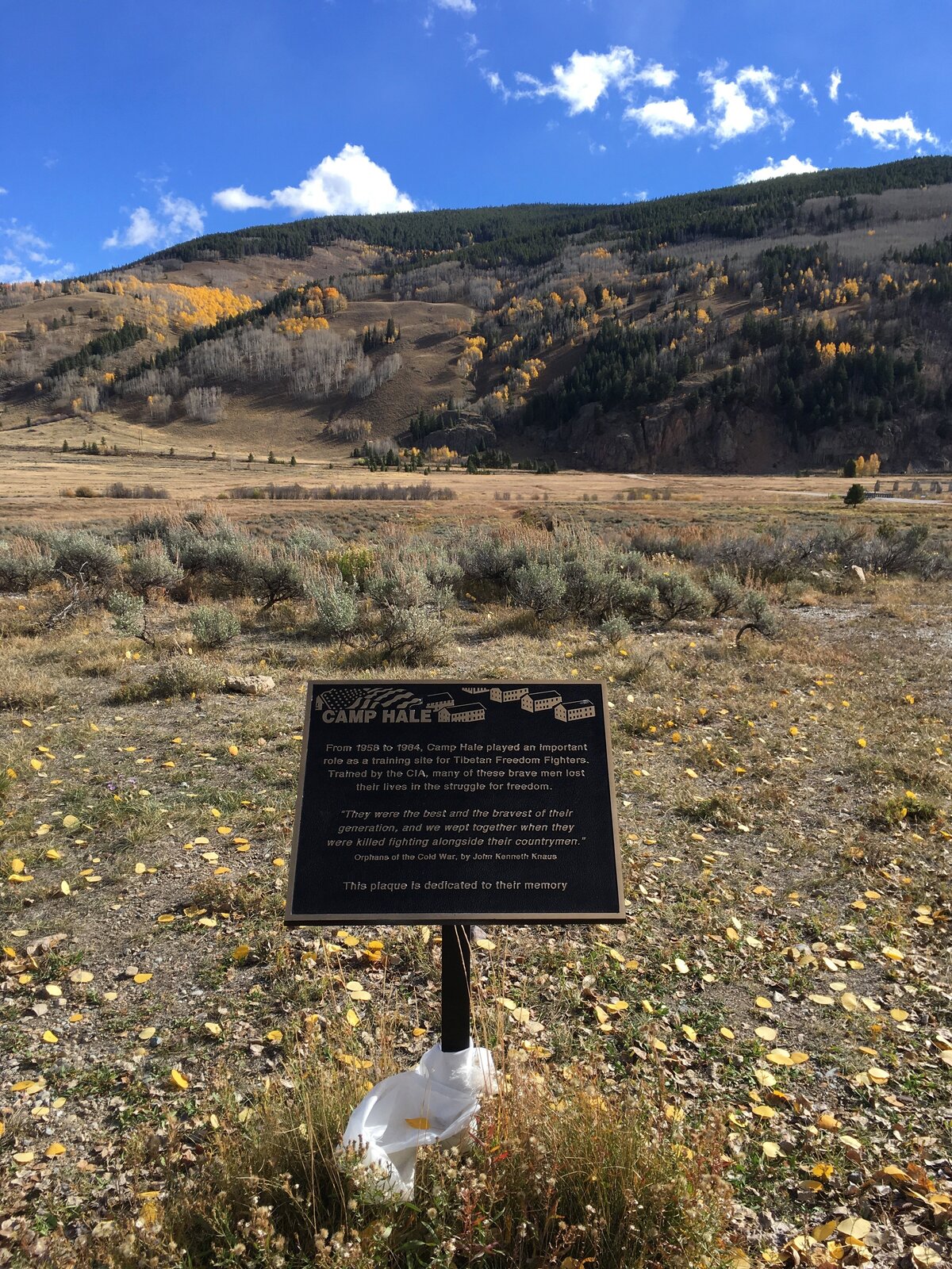 Memorial plaque to the Tibetan Freedom Fighters trained at Camp Hale, Colorado