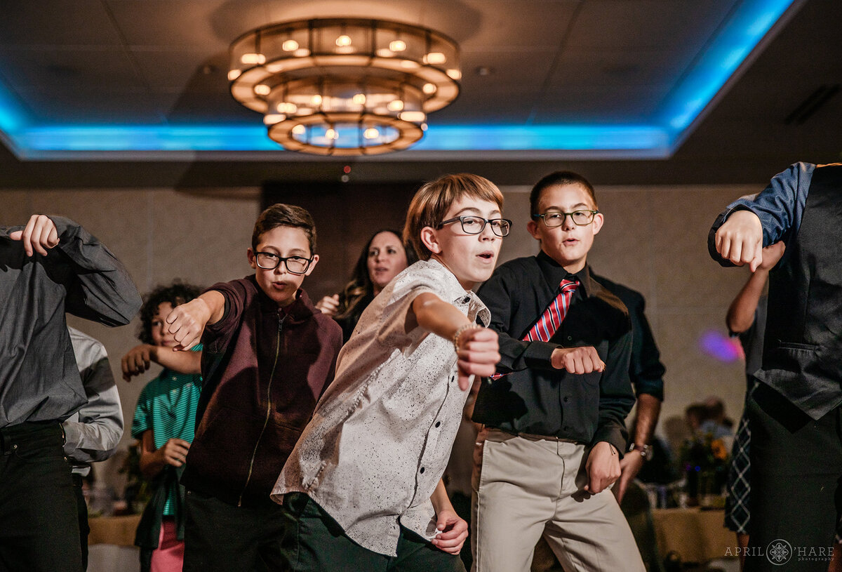 Bar Mitzvah Kid Dancing with his Friends in Colorado