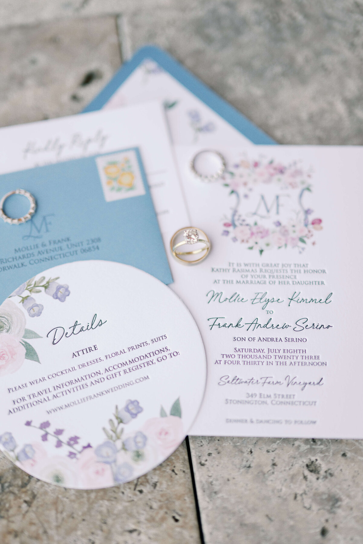 Wedding stationary and rings