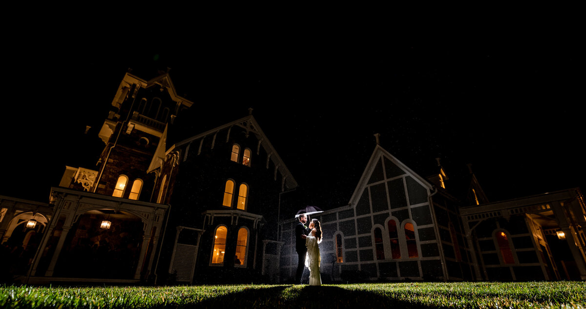 night photography bride and groom