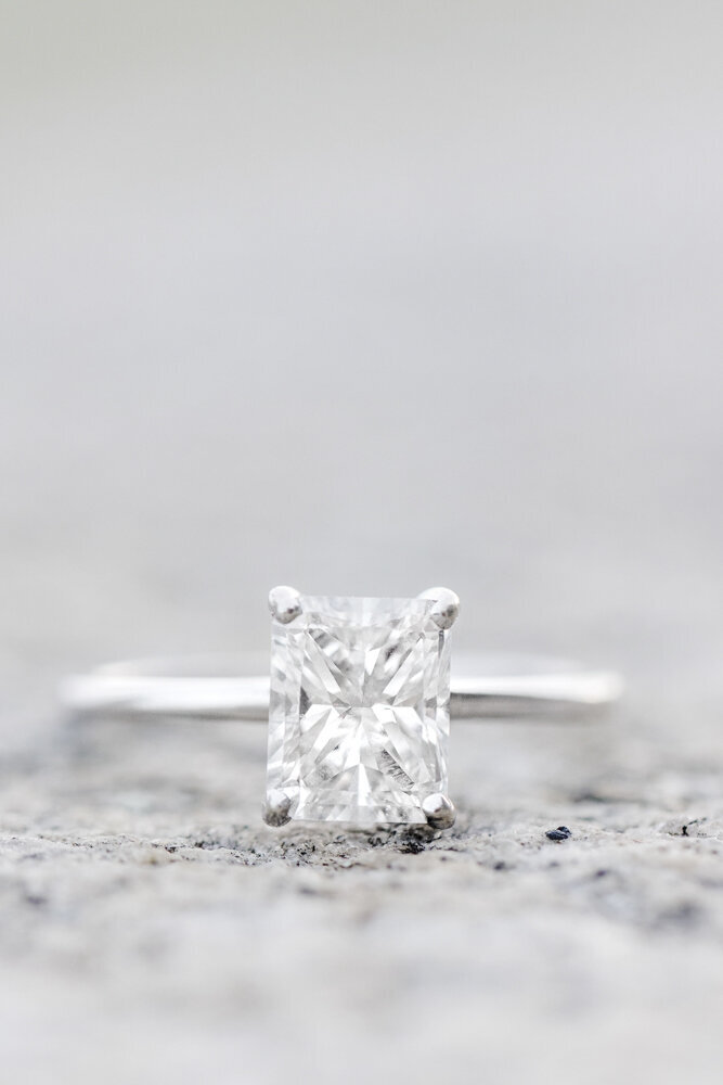 close up of an engagement ring
