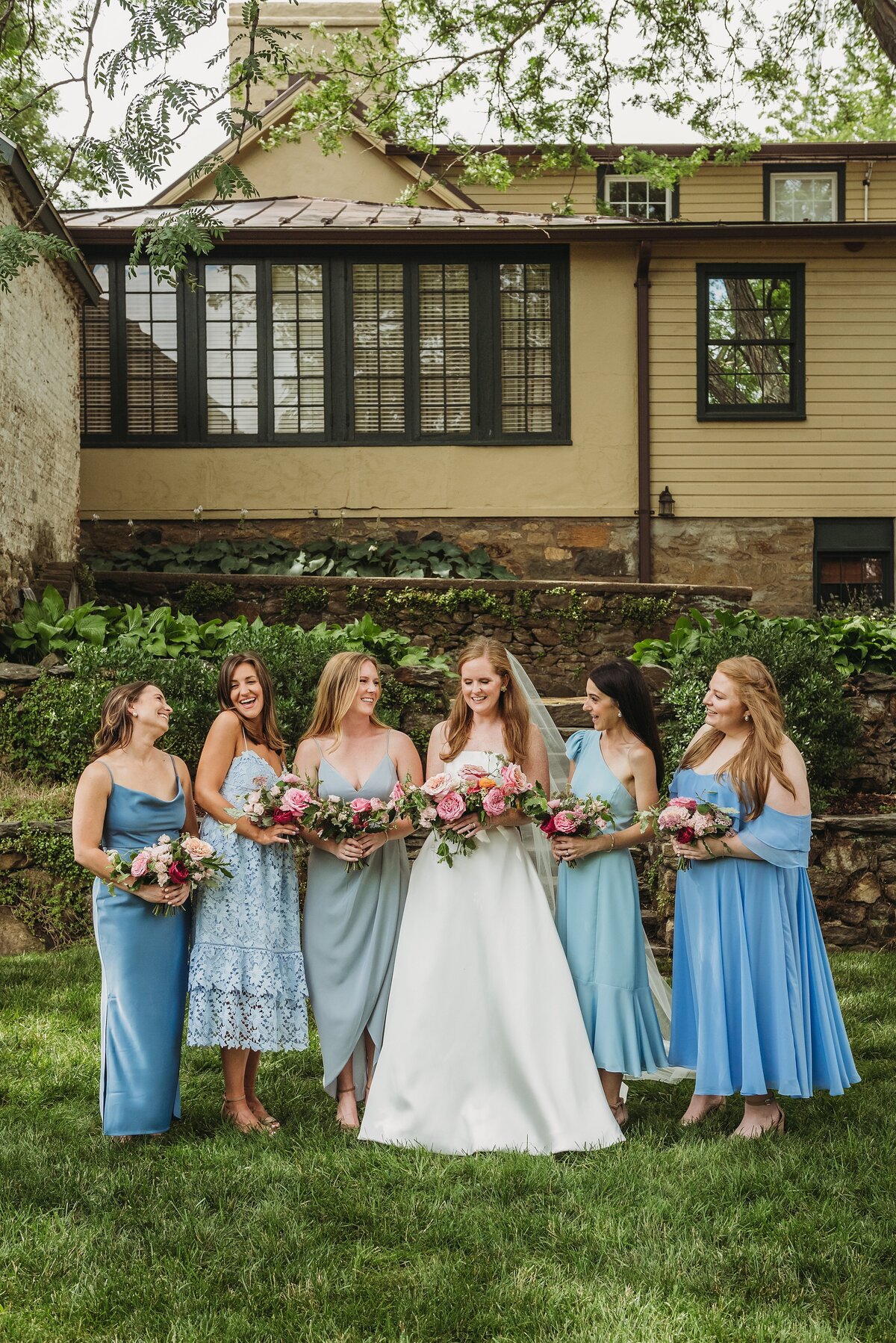 Event-Planning-DC-Wedding-Middleburg-Virginia-Redfox-Inn-bridesmaids-in-blue