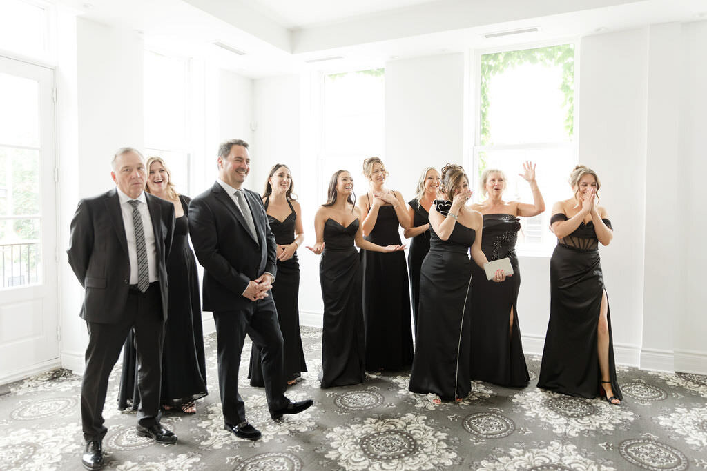 First look of bride and family at Maison Principale Montreal | Montreal Luxury Wedding Photographer  | Lake como wedding Photographer