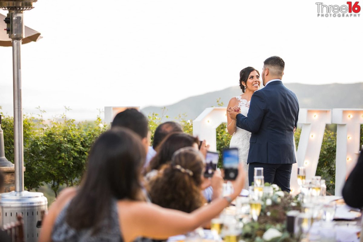 Bride and Grooms first dance at outdoor reception area