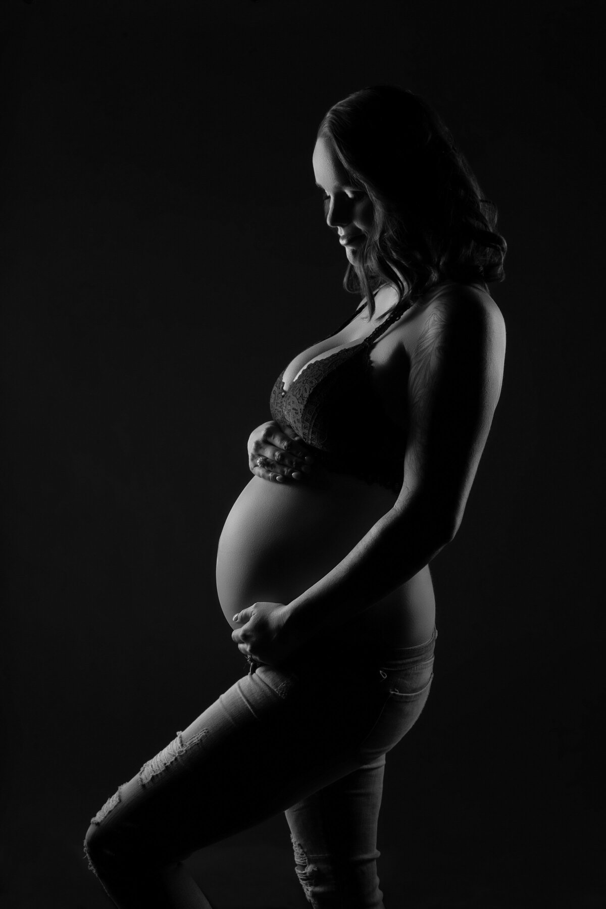 In BW Raleigh NC Maternity Portrait Photographer 1