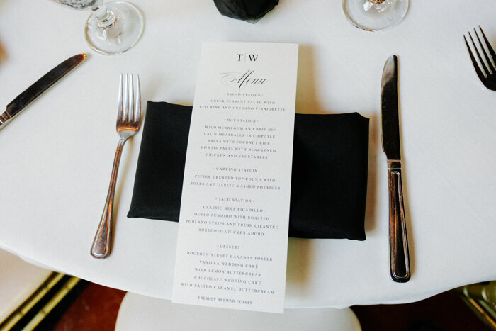 Place Setting with Menu Card