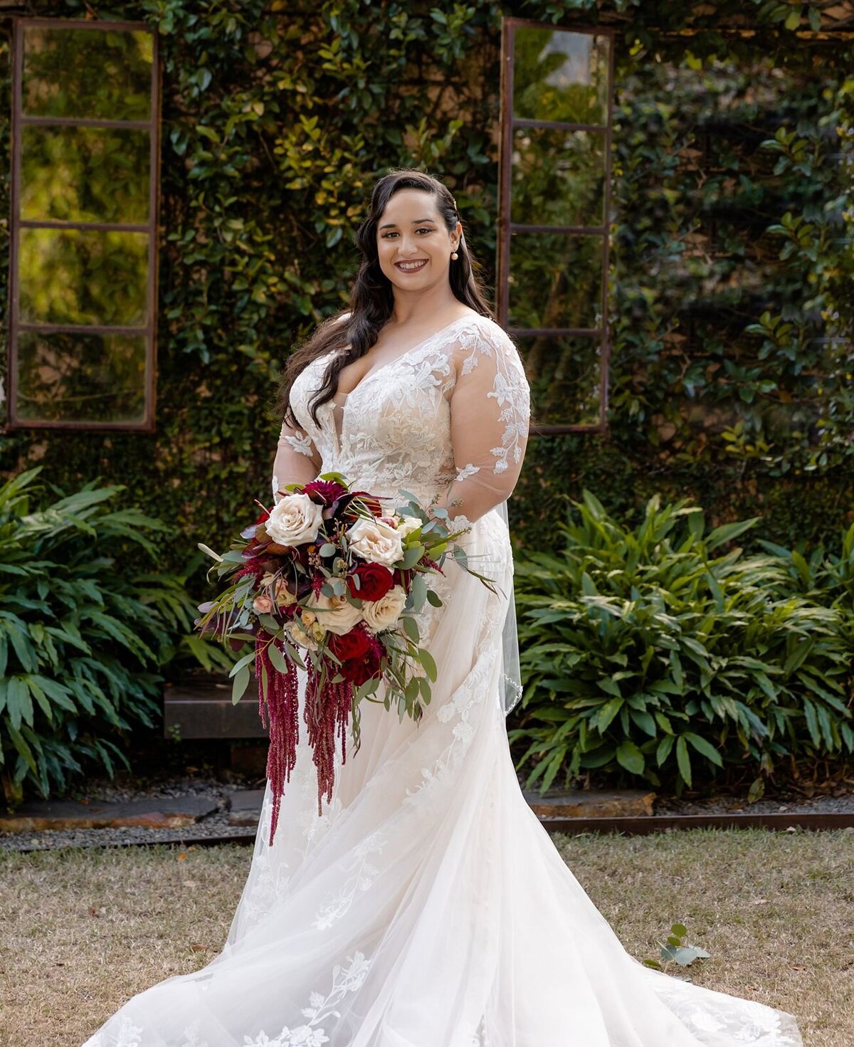 Bride with florals at The Acre Orlando Florida