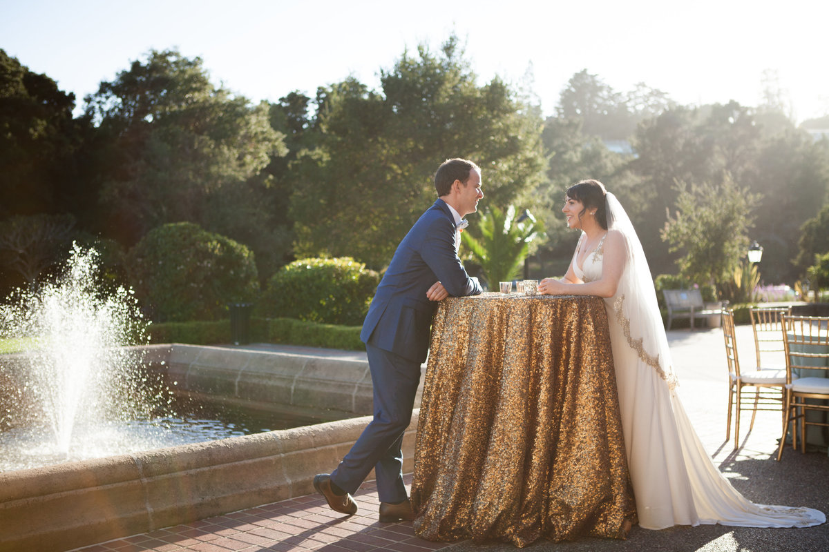 Sophisticated gold and sparkly wedding cocktail hour