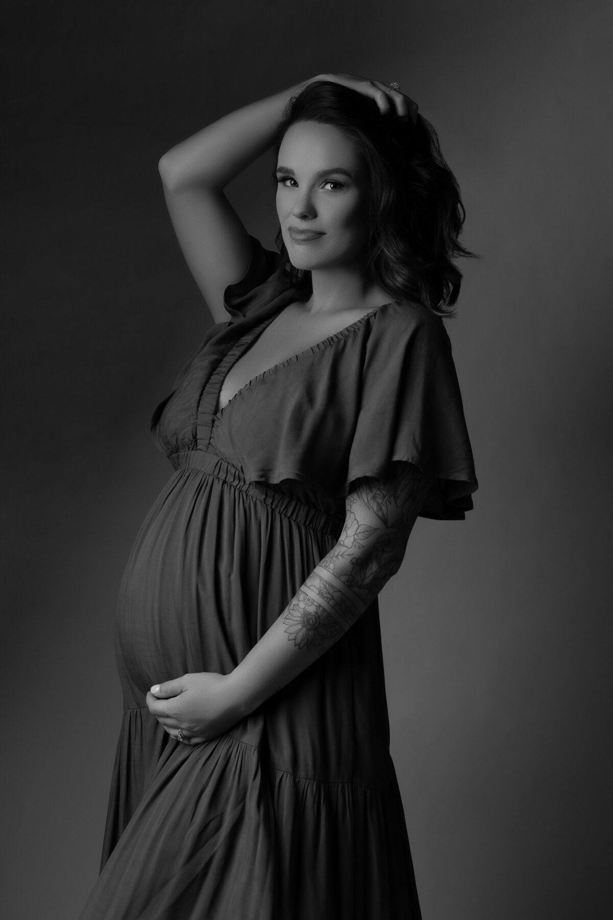 In BW Raleigh NC Maternity Portrait Photographer 14
