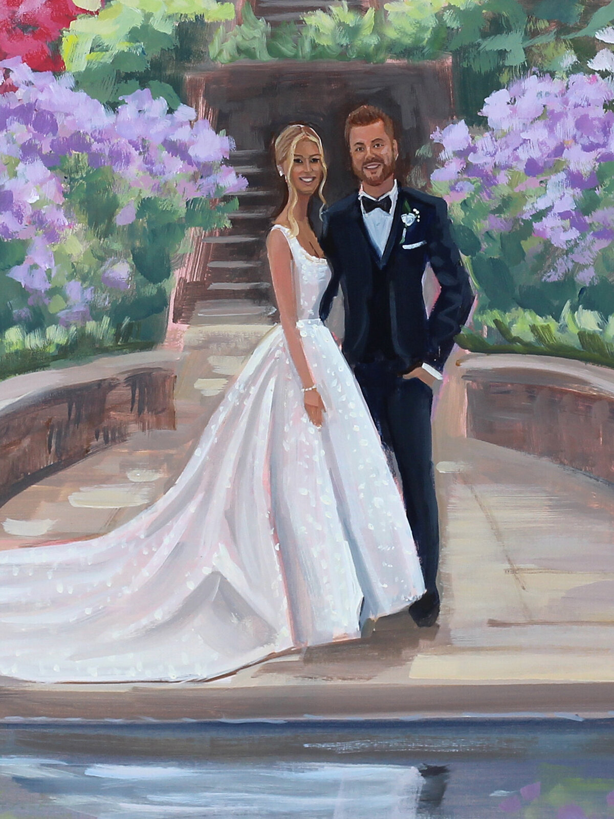 Live Wedding Paintings by Ben Keys | Samantha and Dalton, Winterthur, Delaware, detail