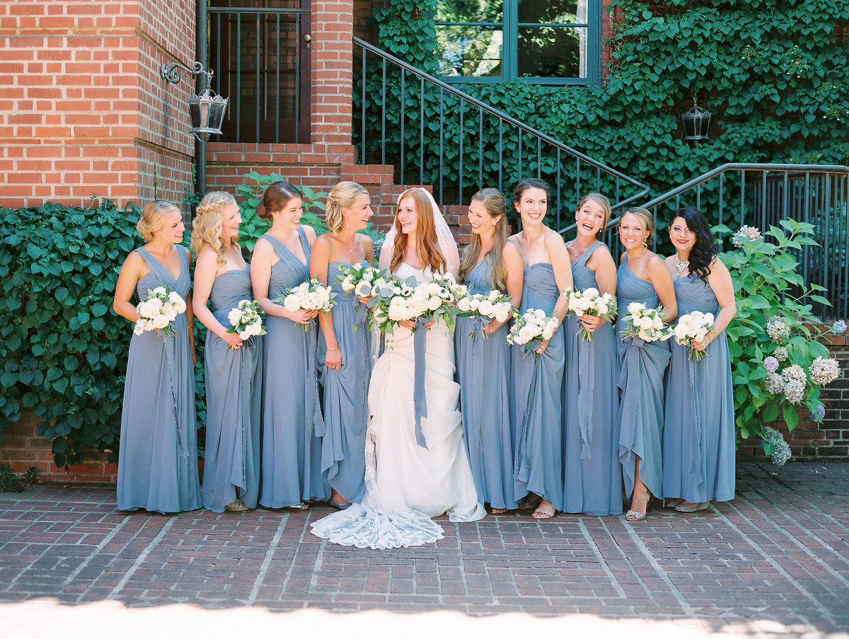 bride and bridesmaid at the town club in portland, oregon